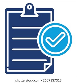 Ilustração do vetor de ícone azul plano da lista de verificação