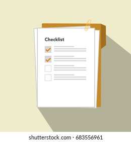 checklist flat design icon illustration for survey, exams or to do list