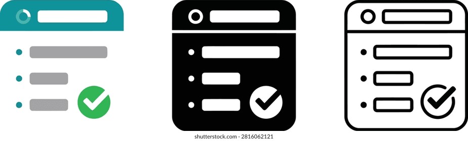 Checklist form with checked and unchecked boxes on digital devices