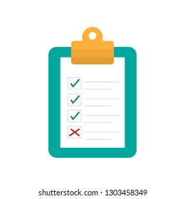 Checklist form on clipboard illustration in flat style