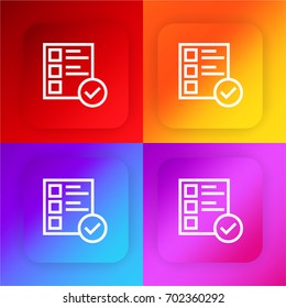 Checklist four color gradient app icon set