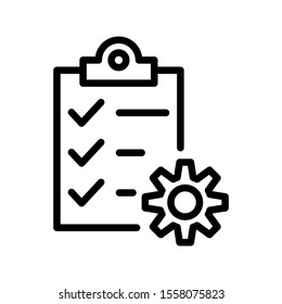 Checklist and gear icon, Project management vector icon, management plan icon vector