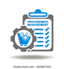 Checklist Gear Shopping Basket Plus Sign Icon Vector. Procurement Management Plans Illustration.