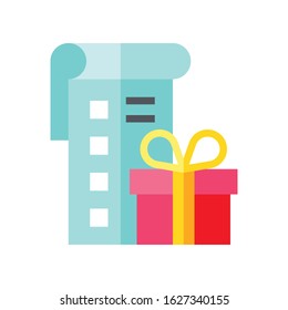 Checklist with Gift box vector illustration, flat design icon