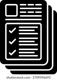 Design do Ícone de Estilo de Glifo da Lista de Verificação