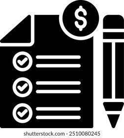 Design de Ícone de Vetor de Glifo de Lista de Verificação