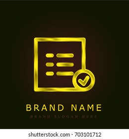 Checklist golden metallic logo