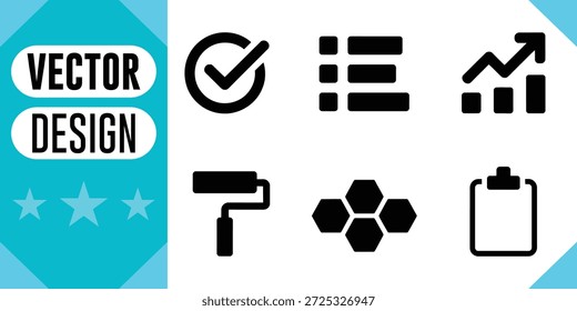 Vetor de hexágonos da área de transferência do rolo de pintura do gráfico da lista de verificação