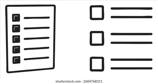 Checklist graphic with boxes for tasks or items to complete.