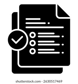 Ícone de símbolo de lista de verificação. Design de ícone de vetor simples em estilo de glifo. Formato de vetor editável