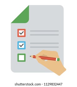 
Checklist with hand doing tick mark with a pen 
