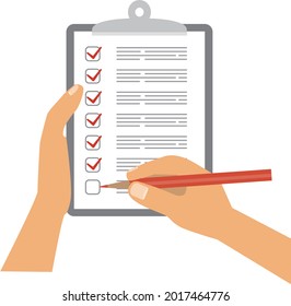 checklist hand pen vector illustration