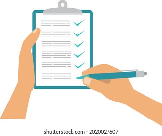 checklist and hand vector illustration