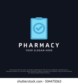 Checklist health logo, abstract vector logo design template icon of company identity symbol concept for therapy service, pharmacy, hospital, medical clinic or any natural health care business