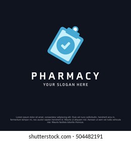 Checklist health logo, abstract vector logo design template icon of company identity symbol concept for therapy service, pharmacy, hospital, medical clinic or any natural health care business