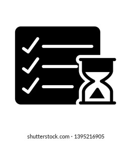checklist hourglass vector glyph flat icon