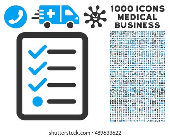Checklist icon with 1000 medical business bicolor blue and gray vector design elements. Collection style is flat symbols, white background.