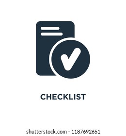 Checklist icon. Black filled vector illustration. Checklist symbol on white background. Can be used in web and mobile.