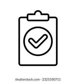 Icono de lista de verificación en línea negra con estilo plano
