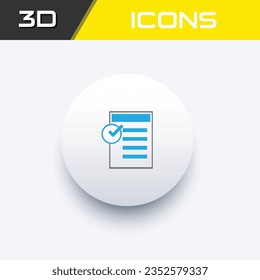 Checklist-Symbol auf blauem grauem Hintergrund, 3D-Info-Grafiksymbol, bearbeitbare Quelldatei