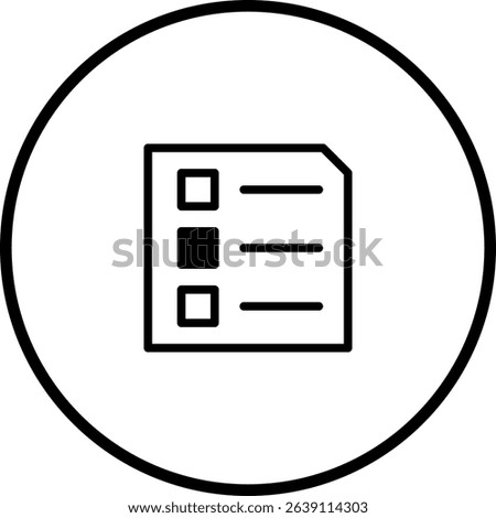 Checklist icon with boxes in a circle for task management and data entry