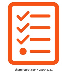Checklist icon from Business Bicolor Set. Vector style: flat symbol, orange color, rounded angles, white background.