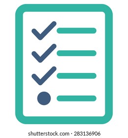 Checklist icon from Business Bicolor Set. Vector style: bicolor flat symbol, cobalt and cyan colors, rounded angles, white background.