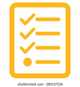 Checklist icon from Business Bicolor Set. Vector style: flat symbol, yellow color, rounded angles, white background.