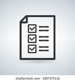 Checklist icon from Business Set. Vector style flat symbol, black color isolated on white background. Design for software, web toolbars, ui, apps.
