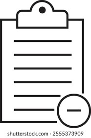 Checklist icon with check mark document gear pencil tables analytics questionnaire notes and notebooks on a clipboard symbol line vector isolated on transparent background.