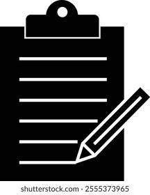 Checklist icon with check mark document gear pencil tables analytics questionnaire notes and notebooks on a clipboard symbol flat vector isolated on transparent background.