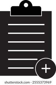 Checklist icon with check mark document gear pencil tables analytics questionnaire notes and notebooks on a clipboard symbol flat vector isolated on transparent background.