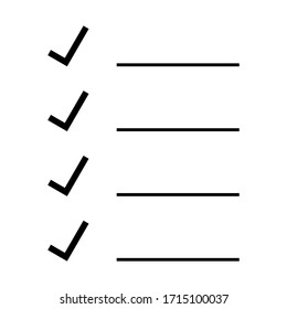 checklist icon. check mark sign with line isolated on white background. vector illustration