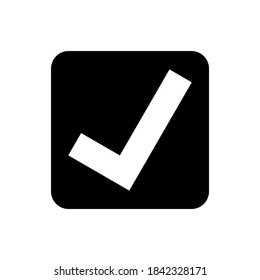 checklist icon. check mark sign on black check box isolated on white background. vector illustration