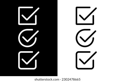 Checkliste-Symbol. Markierungen überprüfen. Liste mit fertig gestellten Aufgaben. Vektorgrafik