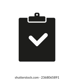 Checkliste-Symbol. Zwischenablage mit Häkchen. Vektorgrafik. Flaches Design.