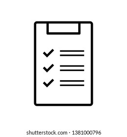 
Checklist Icon. Clipboard and Checkmark Illustration As A Simple Vector Sign, Presented on Line Art Style & Trendy Symbol for Design,  Websites, Presentation or Mobile Application.