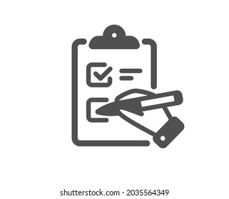 Checklist icon. Clipboard document sign. Questioning survey symbol. Classic flat style. Quality design element. Simple checklist icon. Vector