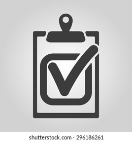 The Checklist Icon. Clipboard And Executed Task, Correct Answer Symbol. Flat Vector Illustration