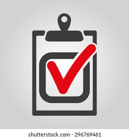 The checklist icon. Clipboard and executed task, correct answer symbol. Flat Vector illustration