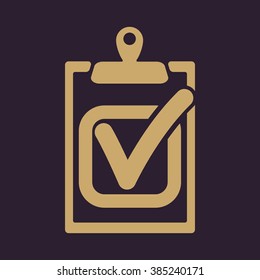 The checklist icon. Clipboard and executed task, correct answer symbol. Flat Vector illustration