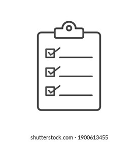 Checklist icon. Clipboard icon isolated on white background. Flat design. Vector illustration.