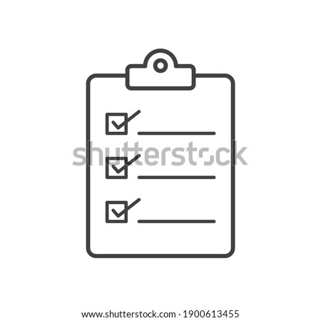 Checklist icon. Clipboard icon isolated on white background. Flat design. Vector illustration.