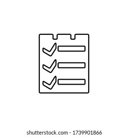 Icono de lista de verificación. Portapapeles con los elementos marcados como signo. Lista de inventario.