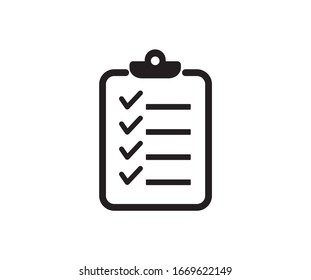 Checklist icon. Clipboard icon on white background. Vector illustration.