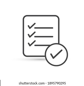 Checklist icon. Clipboard icon on white background. Flat design. Vector illustration.