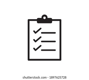 Checklist icon. Clipboard icon on white background. Flat design. Vector illustration.