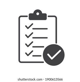 Checklist Icon. Clipboard Icon On White Background. Flat Design. Vector Illustration.