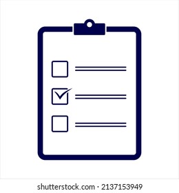 El icono de la lista de verificación. Símbolo del portapapeles. Ilustración de vector plano