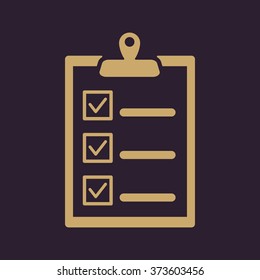 The checklist icon. Clipboard symbol. Flat Vector illustration